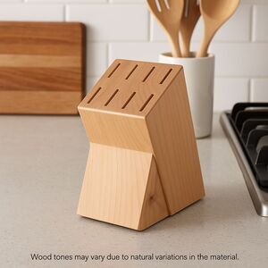 8-Slot Knife Block | Honey Oak Wood Holder | Countertop Organizer Stand